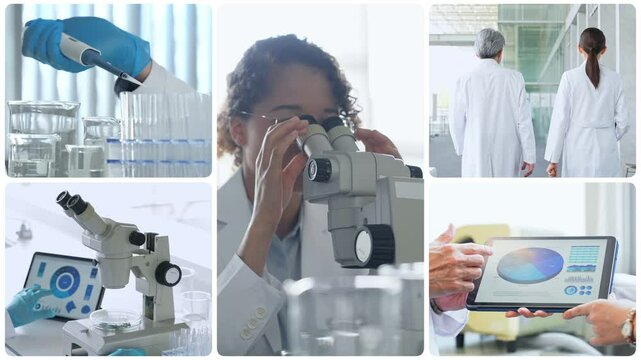 A collage video of various science experiment scenes