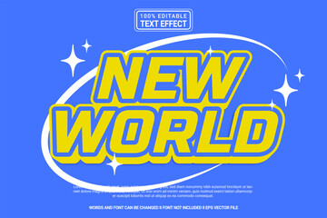New World Editable Vector 3D Text Effect – Playful and modern typography cartoon style for poster, branding, social media