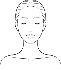 スキンケア・美容系に使える女性イラスト（目を閉じている）