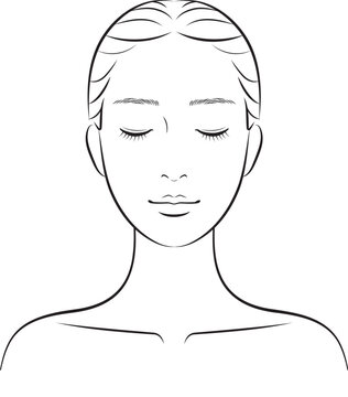 スキンケア・美容系に使える女性イラスト（目を閉じている）