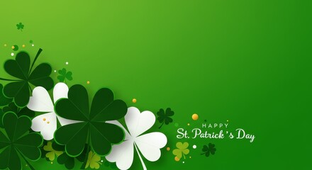 Illustration: St Patrick's Day Green and White Shamrocks