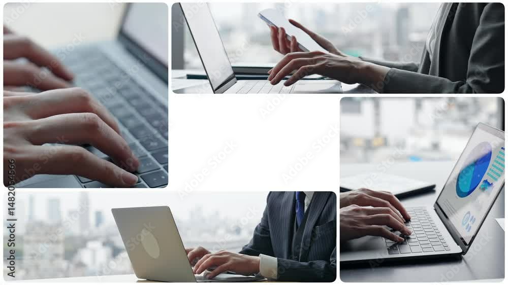 Poster Collage video showing various digital device usage scenes