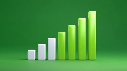Colorful Bar Graph Showcasing Increasing Growth on Vibrant Green Background