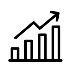 Growing graph icon with upward trend illustration on white background
