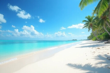 Fototapeta premium tropical beach with palm tree