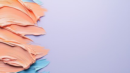 Fototapeta premium Vibrant abstract painting with overlapping brushstrokes in shades of orange pink and turquoise creating a dynamic and visually striking composition