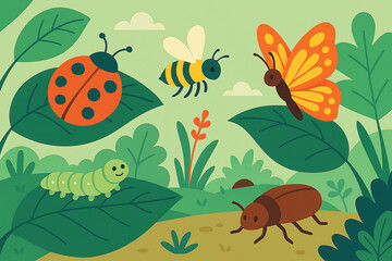illustration of insects world