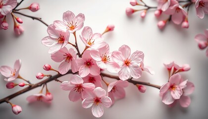 Obraz premium Delicate Pink Cherry Blossoms Branch Spring Floral Background Image