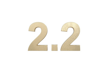 A 3D gold text design displaying “two point two ” with a yellow glowing outline on a transparent background. This high-quality image is perfect for luxury sales, exclusive offers,