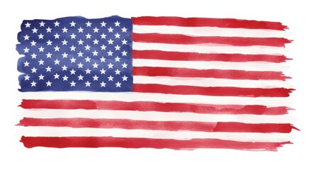 Illustration of Distressed Watercolor American Flag