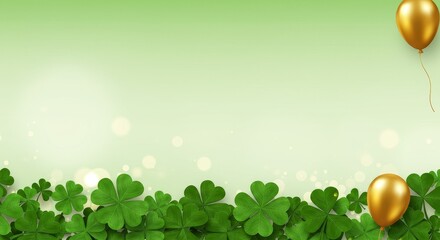 Fototapeta premium Illustration of St Patrick's Day Background With Golden Balloons and Clovers
