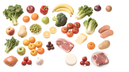 Healthy Eating A Colorful Collection of Fresh Fruits, Vegetables, and Meats