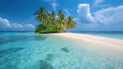 Fototapeta premium Tropical island paradise with pristine beach and clear blue waters