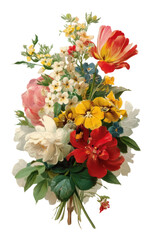 PNG Vintage Painting of Bouquet Of Flowers flowers bouquet vintage.