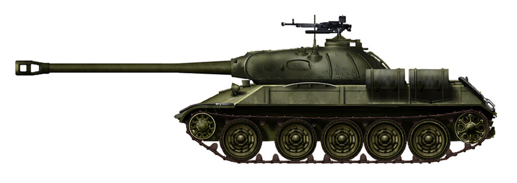 TIS-44-3 (An alternative tank based on the chassis of the T-44 tank and the hull, turret and 122mm gun of the IS-3 tank)