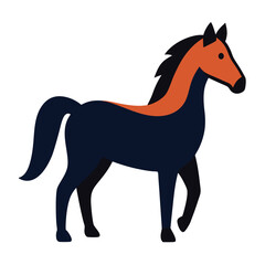 Black stallion silhouette vector illustration, a wild, running mammal with a flowing mane