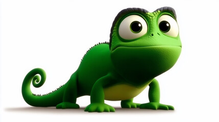 Fototapeta premium Cartoon Chameleon, curious look