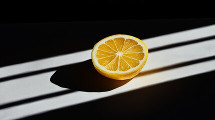 Minimalist Lemon Slice with Dramatic Shadows and Light