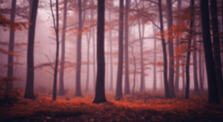 Fototapeta premium Misty Red Forest Abstract Background Illustration