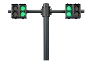 Traffic Signal Pole with Dual Green Lights isolated with transparent background
