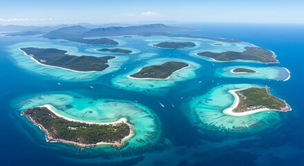 Aerial View of Tropical Islands with Turquoise Waters