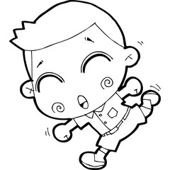 cute little thai student doodle, Illustration cartoon element hand drawn style