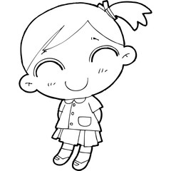 cute little thai student doodle, Illustration cartoon element hand drawn style
