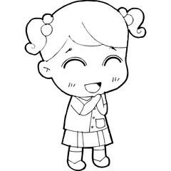 cute little thai student doodle, Illustration cartoon element hand drawn style