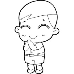 Obraz premium cute little thai student doodle, Illustration cartoon element hand drawn style