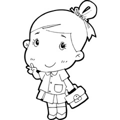 cute little thai student doodle, Illustration cartoon element hand drawn style