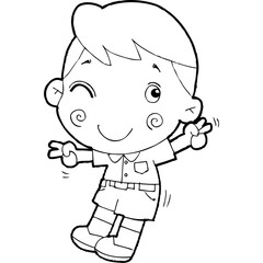 cute little thai student doodle, Illustration cartoon element hand drawn style