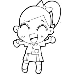 cute little thai student doodle, Illustration cartoon element hand drawn style