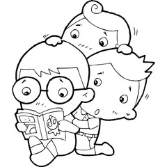 cute little thai student doodle, Illustration cartoon element hand drawn style