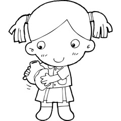 cute little thai student doodle, Illustration cartoon element hand drawn style