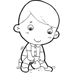 cute little thai student doodle, Illustration cartoon element hand drawn style