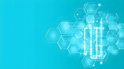 Fototapeta premium Abstract technological background with glowing hexagons and network connections, ideal for presentations, websites, or digital art projects.