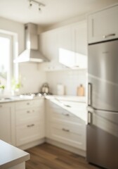 Photo: Blurred Modern White Kitchen Interior Design