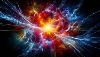 Celestial Genesis: A vibrant and dynamic illustration of a cosmic explosion, radiating energy and color throughout the universe.