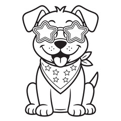 Cute Patriotic Dog Coloring Page – 4th of July Pet Fun