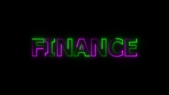 AI in finance text technology icon animation neon glowing blue color text letter font banner signboard clipboard text template sign symbol on black background
