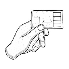 Sketch hand holding credit card