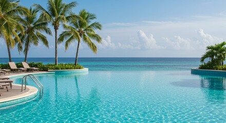 Photo: Luxury Resort Infinity Pool with Ocean View and Palm Trees