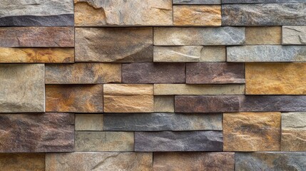 Stone cladding texture featuring natural brown and grey hues. Ideal as background, architectural design, or construction material.