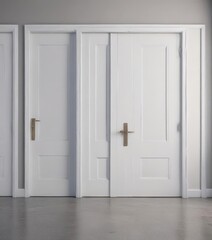 Clean white doors, various states, open & closed ,  gateway,  clean lines