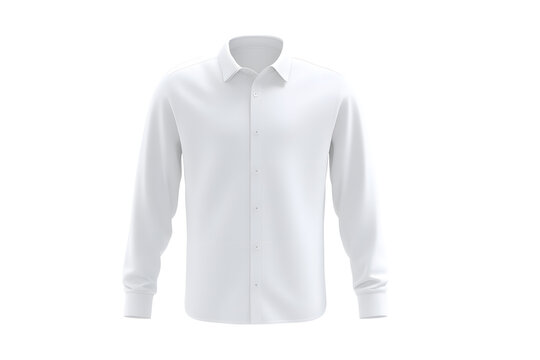 White male formal shirt front view mockup isolated on white background