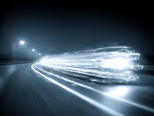 bright and modern flat vector illustration of stylized longboard tracks and motion lines creating a fluid and dynamic abstract design on a teal background,