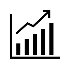 Growing graph icon design in black and white style representing business progress and success