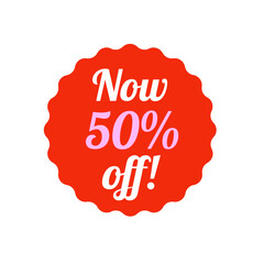 sale 50% off sale tag, price tag, badge, label, sticker isolated on white background
