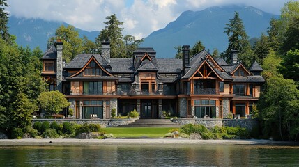 Naklejka premium A luxury house in Vancouver, Canada, on a sunny day.