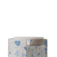 white terrazzo podium in square, minimal scene rendering 3d of transparent background